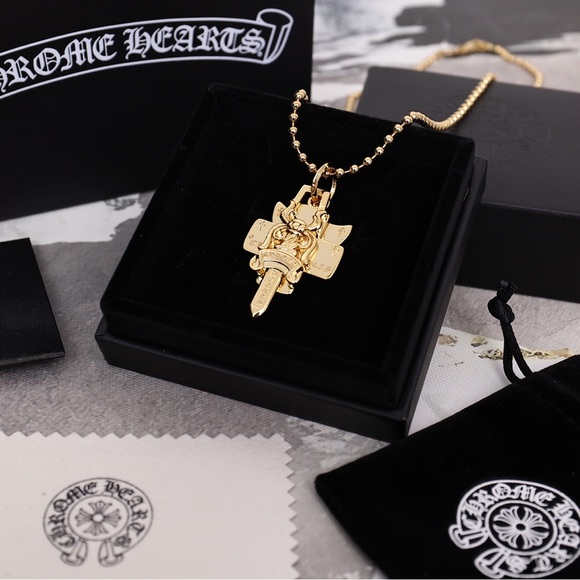 Chrome Hearts Gold Dagger Necklace